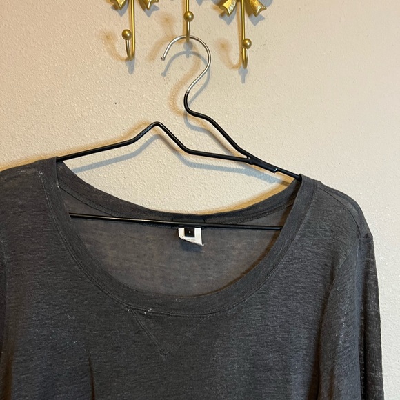 J. Crew Charcoal Long Sleeve Women's Tee. 100% linen   Size S - Picture 2 of 5